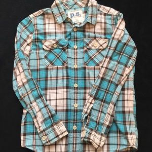 PS from Aeropostale. Front Pockets Teal plaid & white shirt Button Down Size 12